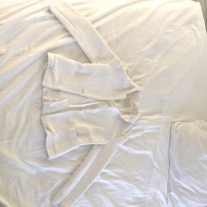 white blazer, really cute one button missing